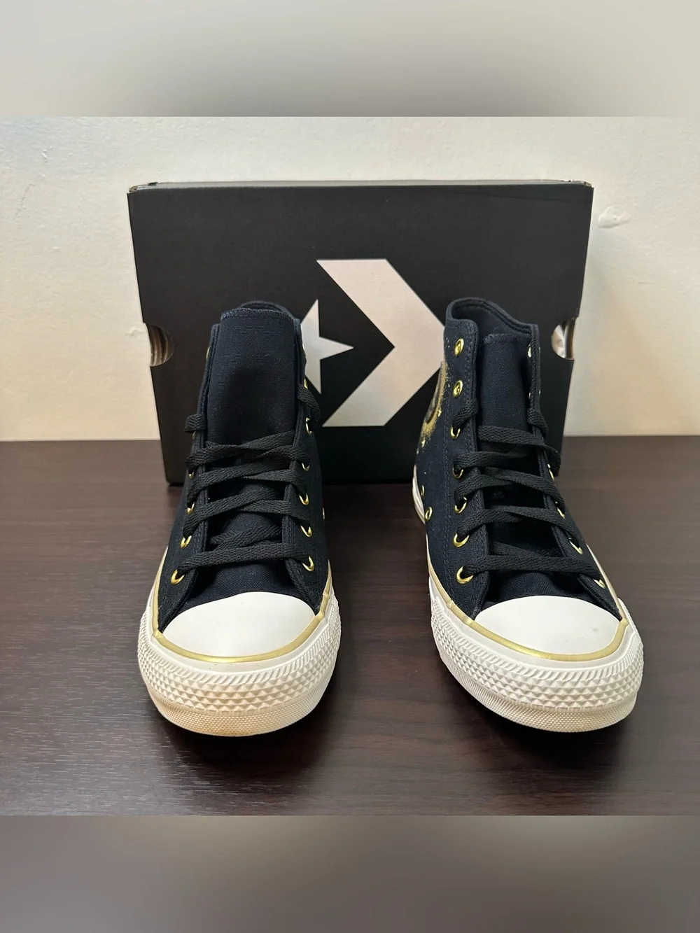 Converse Chuck Taylor All Star Gold Metallic CTAS High Top Sneakers, Size 5, New
